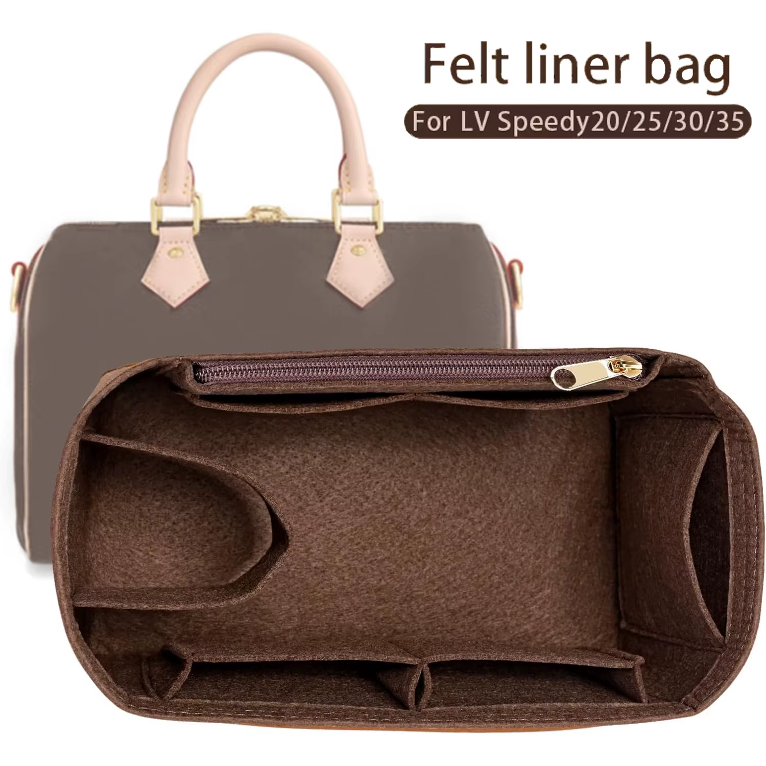 Organisateur de sac à main à rabat en feutre pour LV Speedy 25 30 35, sac intérieur de maquillage, sac à main de voyage, fourre-tout de rangement, accessoires