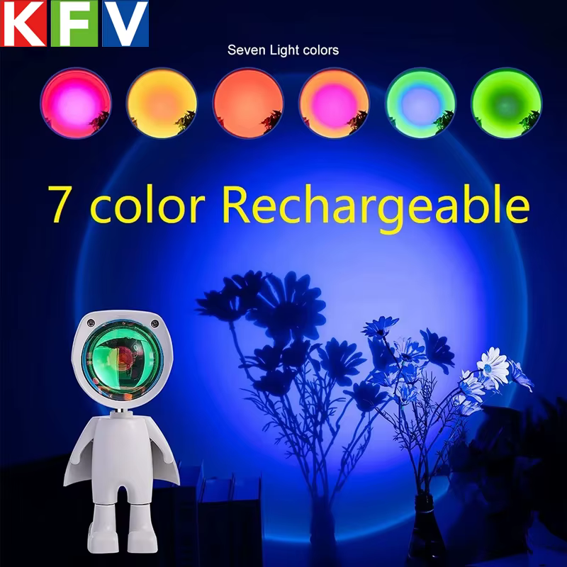 AstronsomRobot-Lampe solaire à projection arc-en-ciel