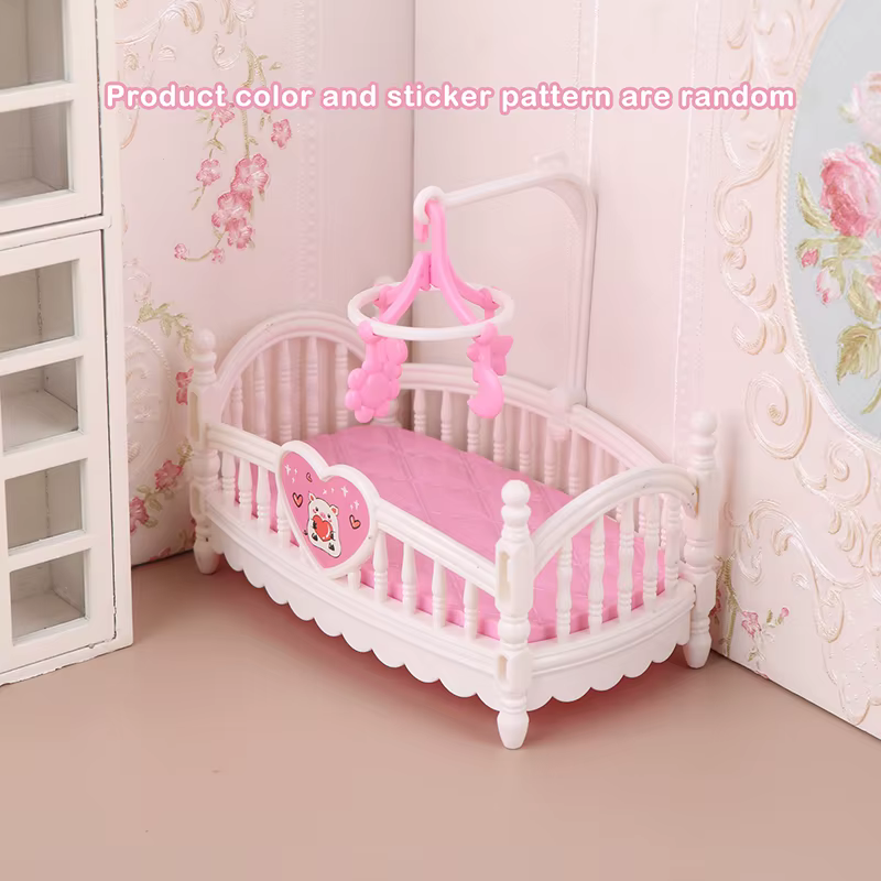 Maison de poupée Miniature 1:12, chambre de bébé, berceau, meubles de lit, modèle de décoration, jouet, accessoires pour maison de poupée