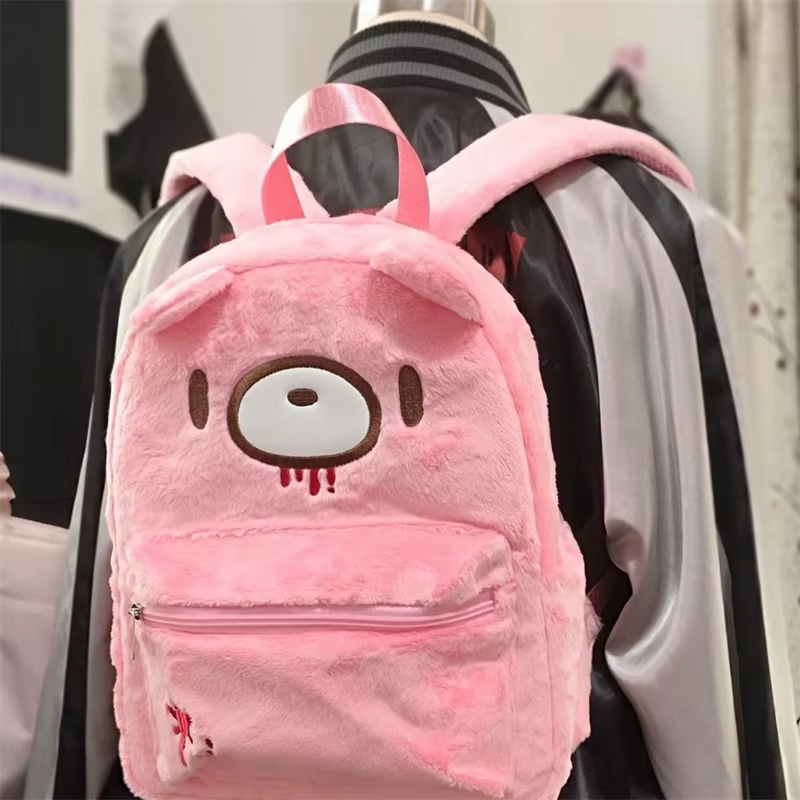 Sac à dos ours violenté sombre, mignon dessin animé japonais, sac à dos de grande capacité pour filles et étudiants, cartable décontracté à usage quotidien