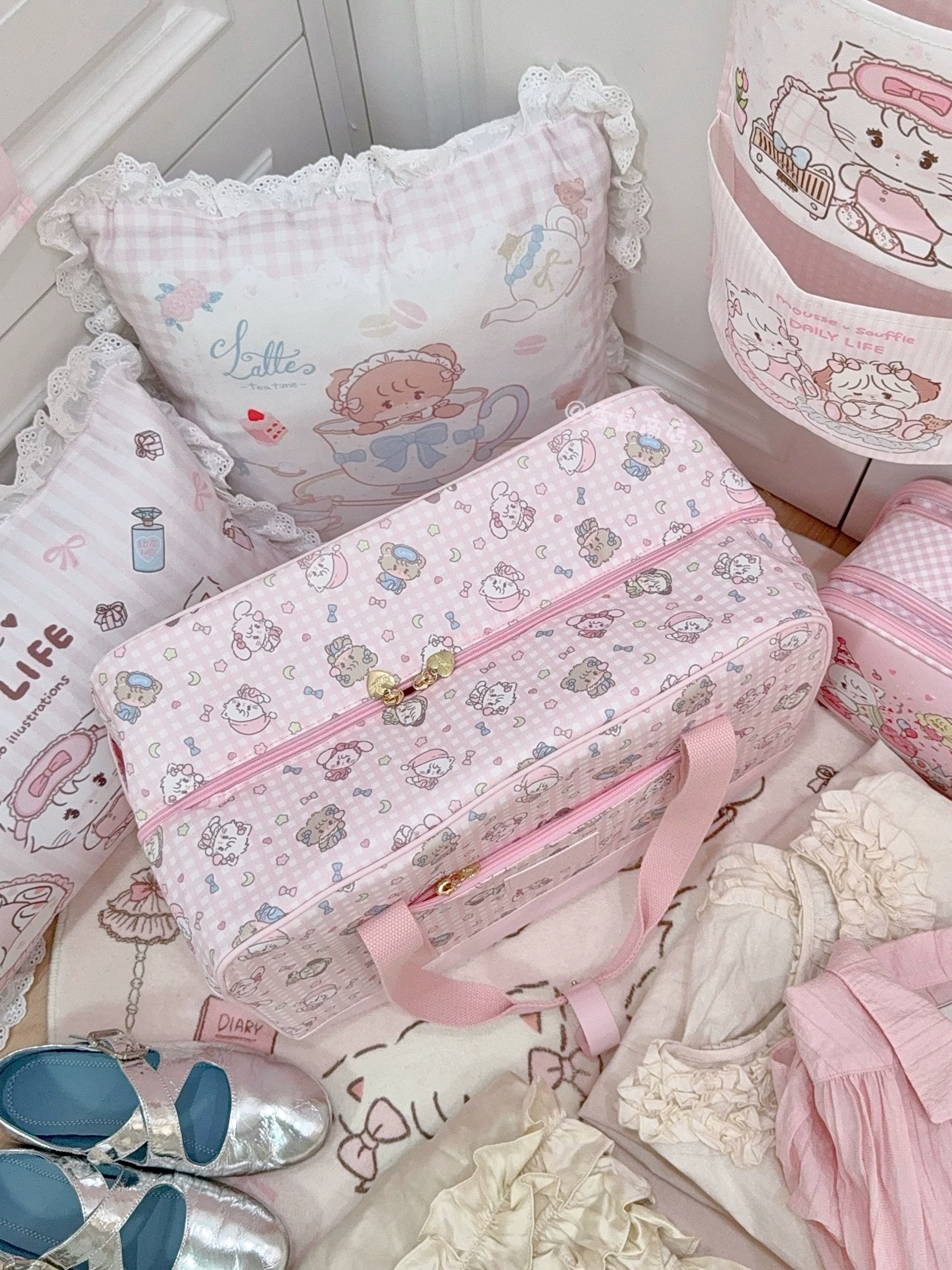 Nouveau Kawaii Mikko sac à main grande capacité sac de voyage sac de rangement Anime Mikko impression bagages tri sacs sacs d'embarquement pour les filles