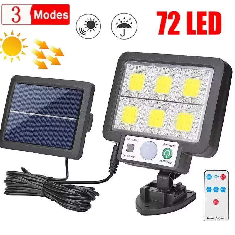 Lampes à détecteur de mouvement, éclairage de rue de jardin, lampe solaire LED, lampe murale solaire séparée, 3 modes, étanche, pour garage, éclairage mural de sécurité