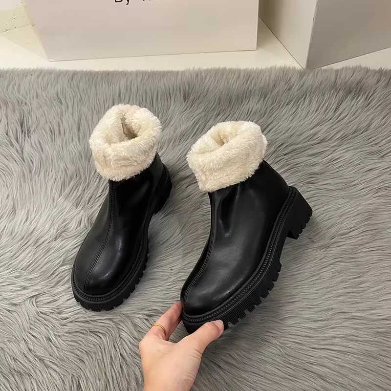 Bottes de neige courtes imperméables en velours pour femmes