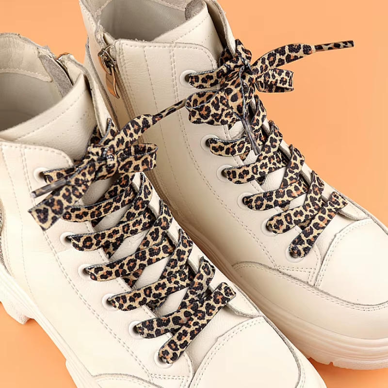 1 paire classique léopard Animal Patten impression lacet créatif unisexe baskets toile chaussure dentelle lacets plats chaussures cordes