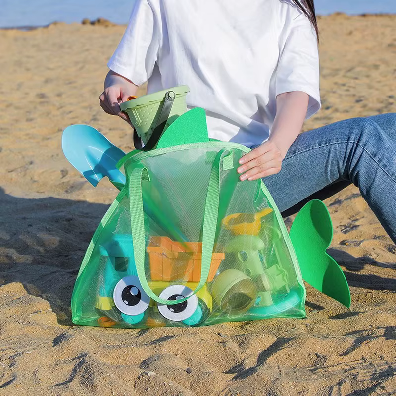 Sac de plage pour enfants, sac de rangement pour creuser dans le sable, sac de rangement en maille à grands trous