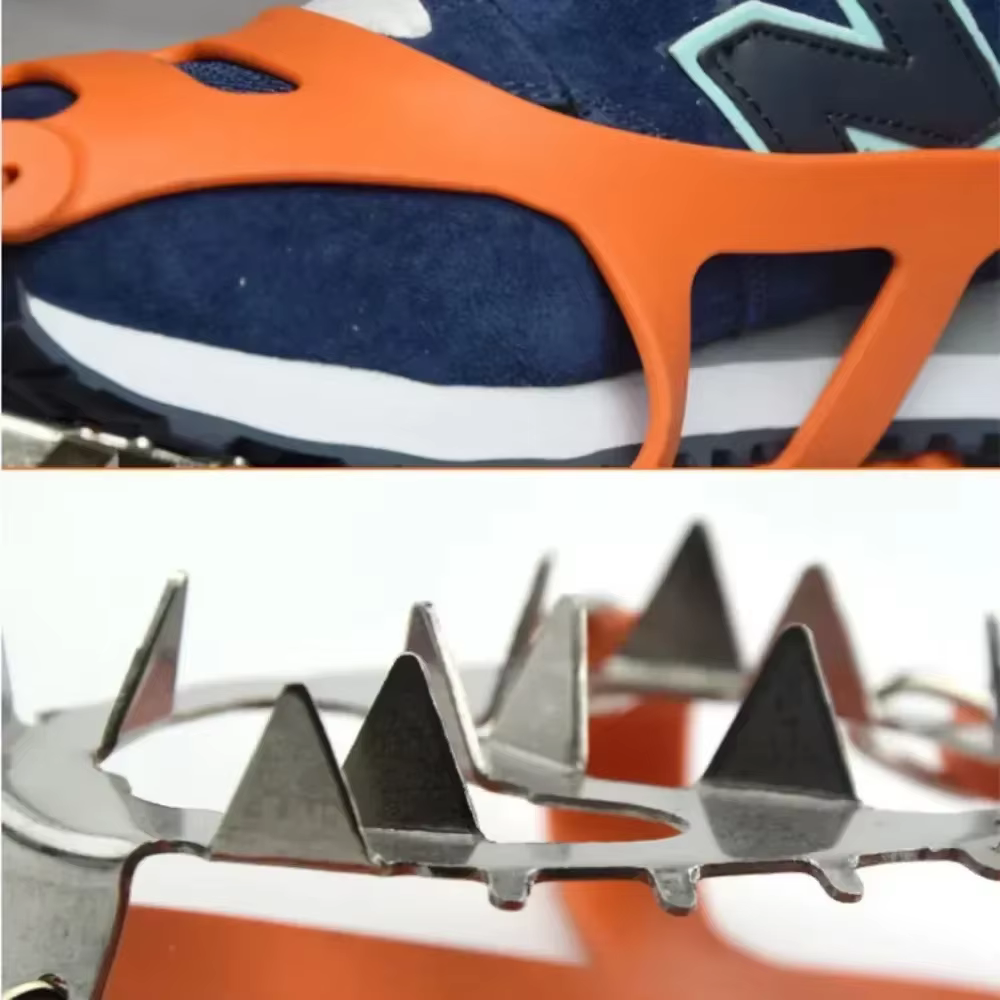 1 paire de Crampons d'escalade professionnels 18 goujons anti-dérapant glace neige chaussures de marche Spike Grip