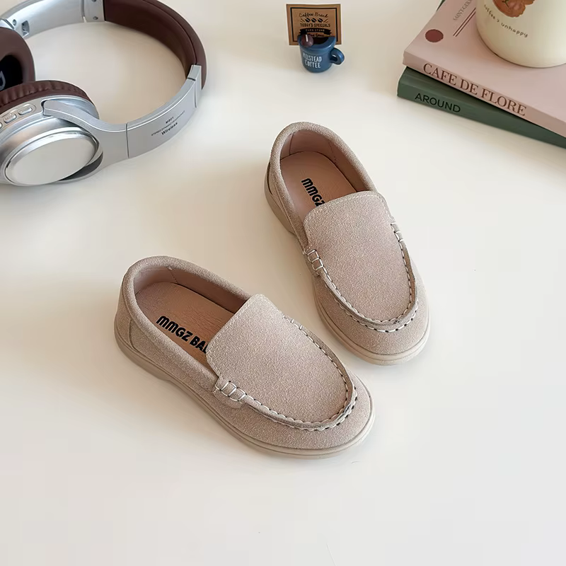Printemps enfants mocassins daim minimaliste à la mode unisexe garçons filles chaussures en cuir polyvalent