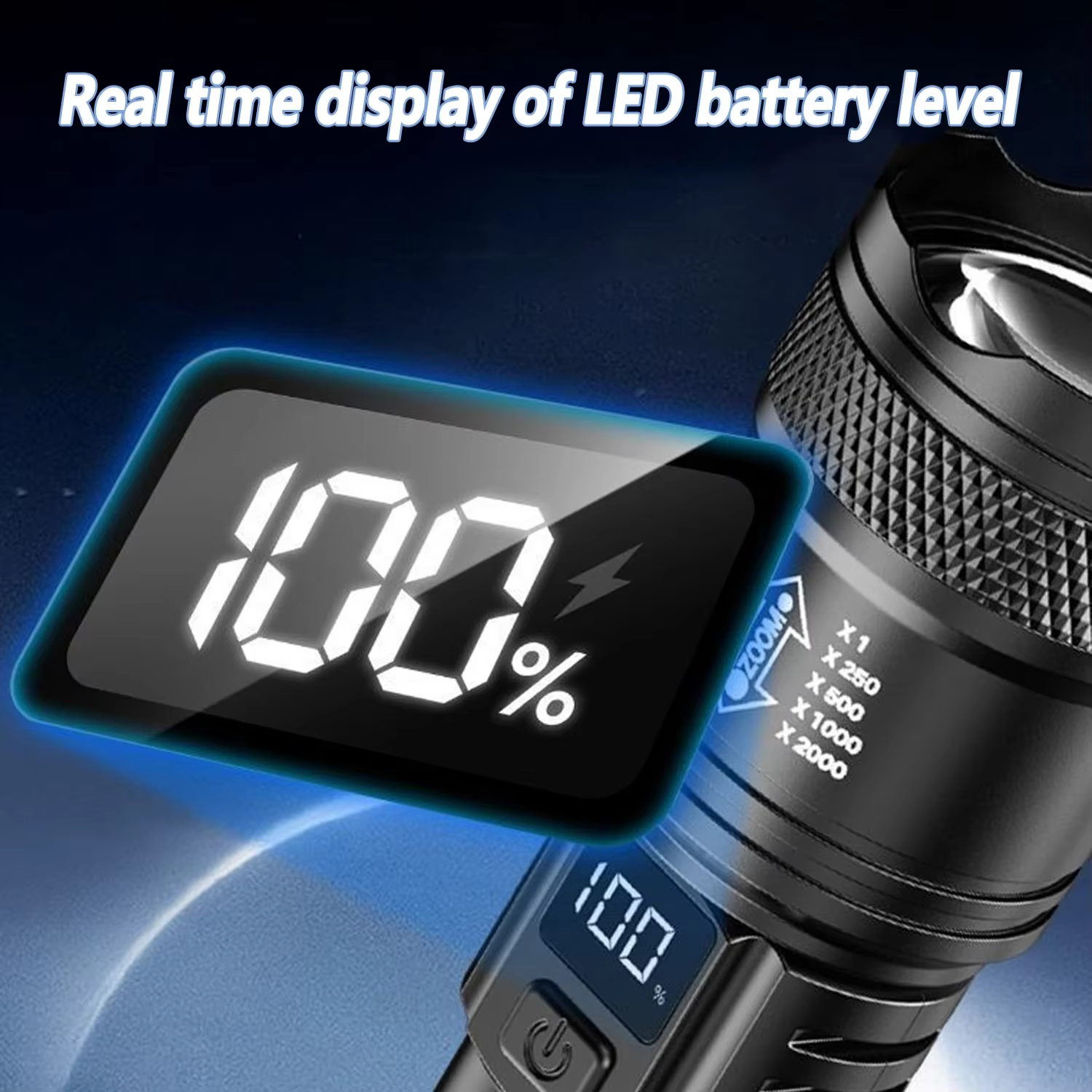 Lampe de poche LED Ultra lumineuse 2000LM type-c Rechargeable longue portée Zoom torche tactique extérieure d'urgence Camping pêche lanterne