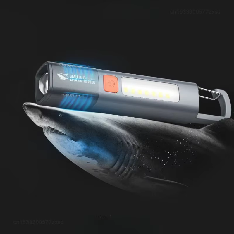 SMILING SHARK lampe de poche extérieure lumière forte mise au point Variable avec projecteur lumières latérales Mini