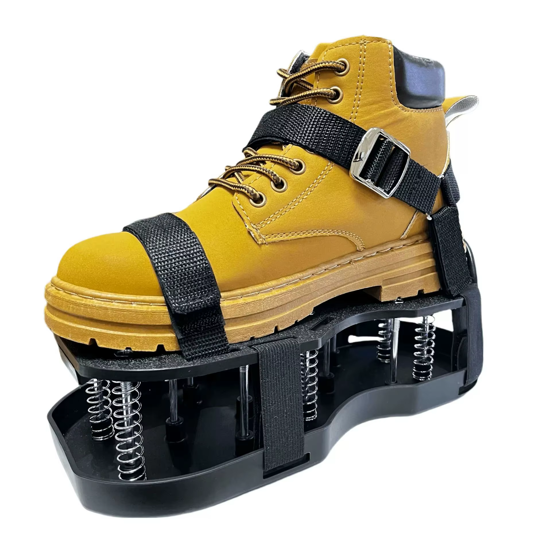 1 paire de chaussures aérateur de pelouse noires, chaussures de jardin à pointes, aération du sol réglable pour hommes et femmes, auto-nivelant, semelle époxy, soins de cour