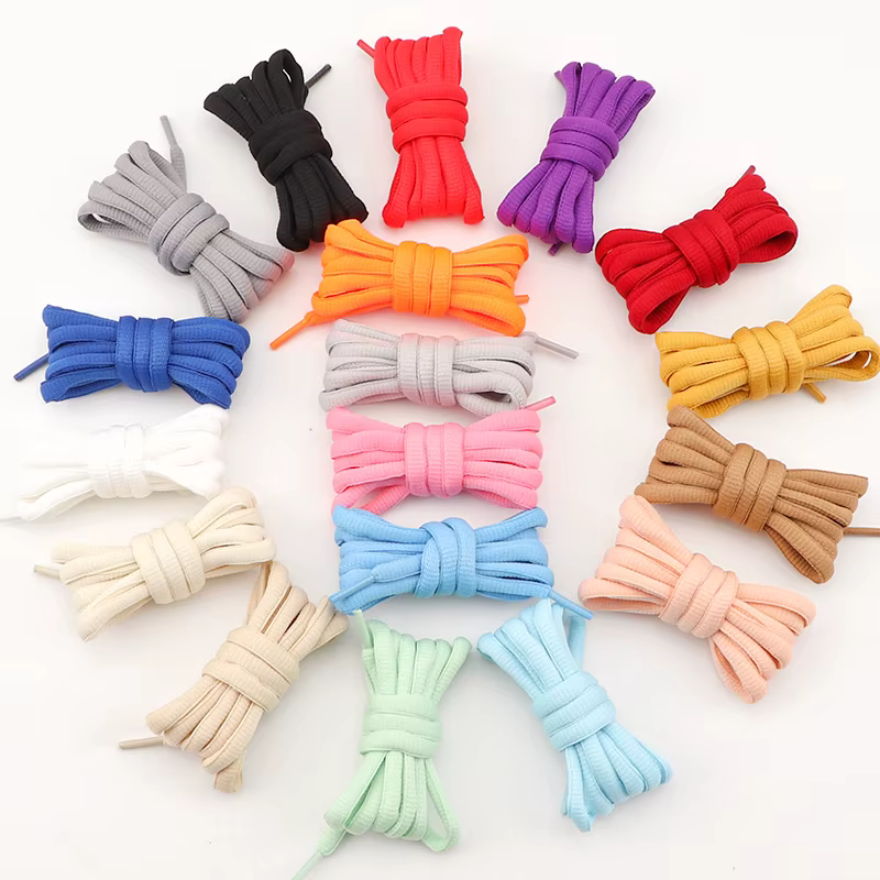 Lacets ovales 9MM, lacets semi-circulaires épais pour baskets montantes et basses, en polyester et soie, lacets de haute qualité, 18 couleurs, 1 paire