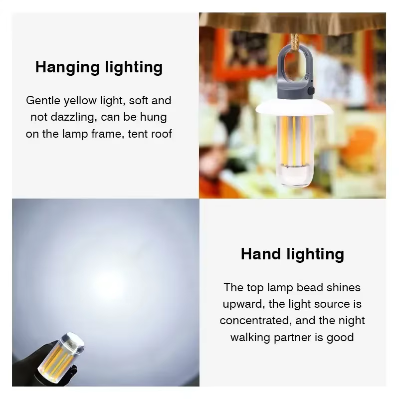 Torche portative légère de Camping Heinast 5 Modes d'éclairage lampe de tente Rechargeable pour l'escalade de Patio 8 Filaments de lumière