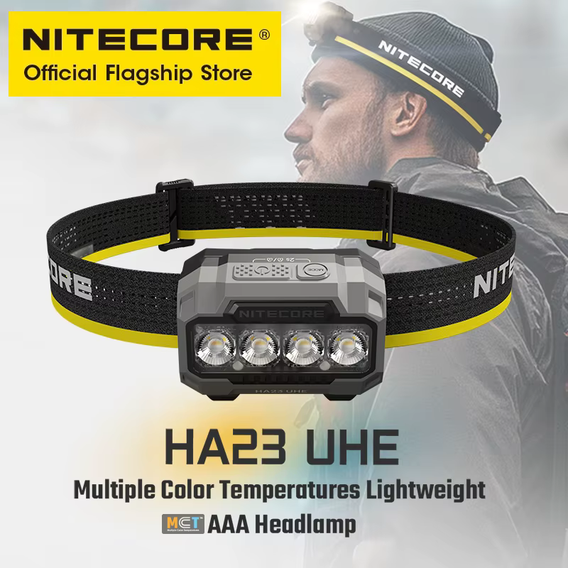 NITECORE HA23 UHE lampe frontale légère AAA 3 températures de couleur 600 Lumens phare IP68 pour course de nuit Camping pêche Trekking