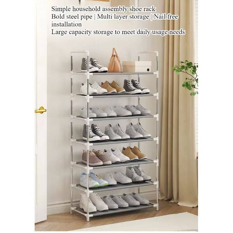 Meuble à chaussures combiné, armoire à chaussures simple pour la maison avec accoudoir, meuble de rangement anti-poussière pour chaussures, meuble à chaussures multi-niveaux à assembler avec porte