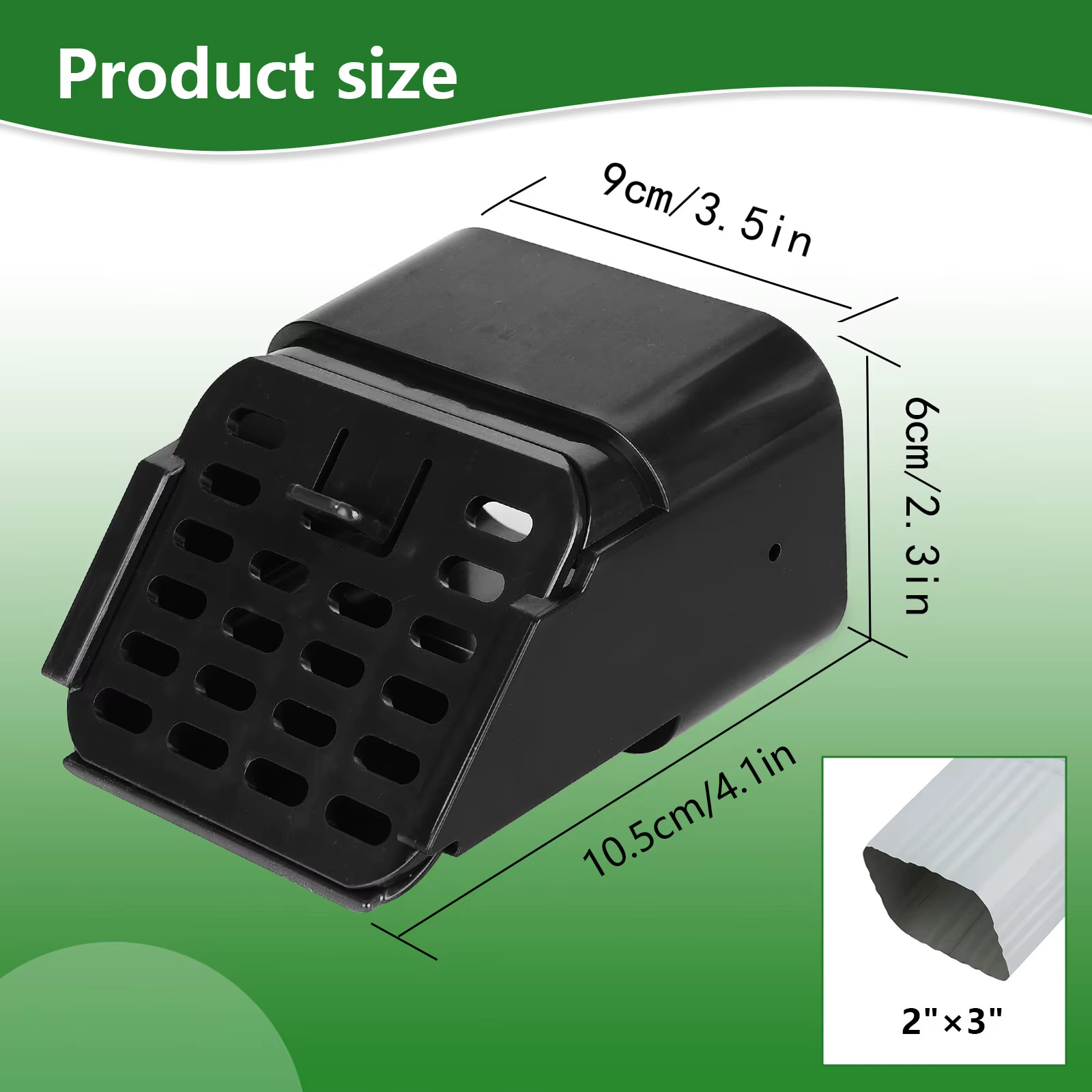 Protection anti-rongeurs pour gouttières, conçue pour une installation horizontale, compatible avec les gouttières carrées de 2x3 et 3x4 pouces.
