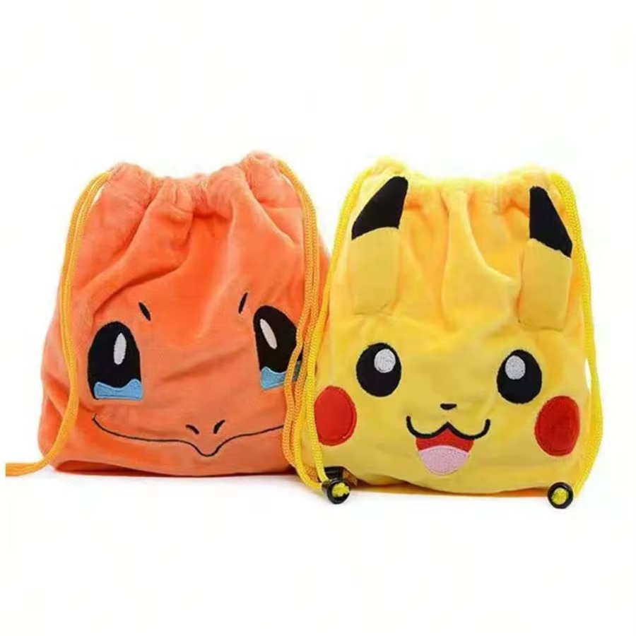 Lot de 2 sacs de rangement Pokémon Pikachu, mignons, 1 sac + 1 poupée