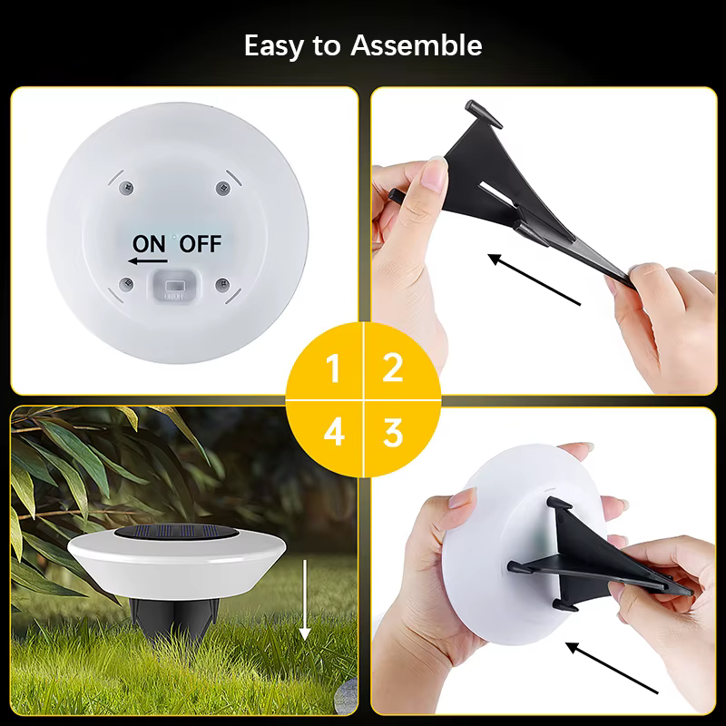 Paquet de 1/4 lumières au sol solaires, lumière de paysage extérieure étanche 14LED, lampe de pelouse LED, pour jardin, allée, cour, terrasse, Camping, décor