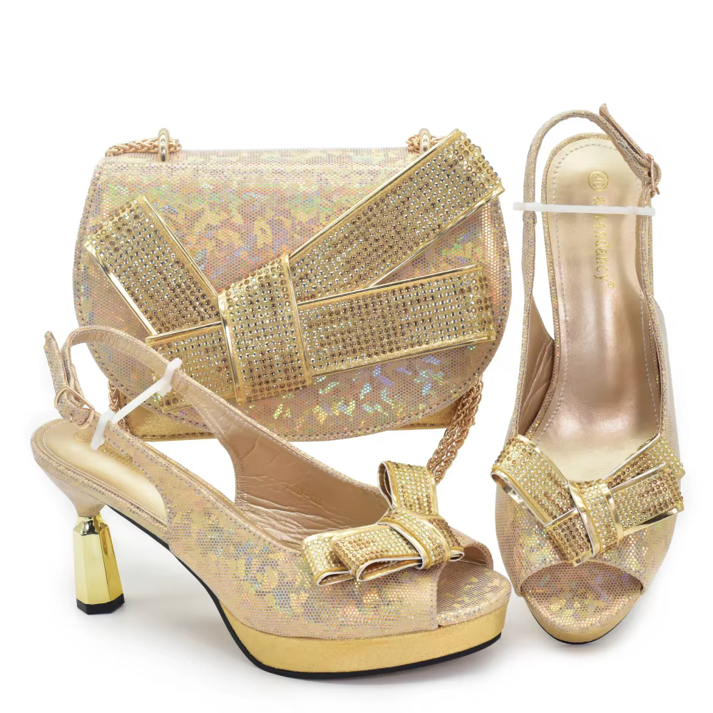 Magnifiques ensembles de chaussures et sacs italiens pour soirée, avec pierres, sacs à main en cuir italien assortis aux sacs! 1-1
