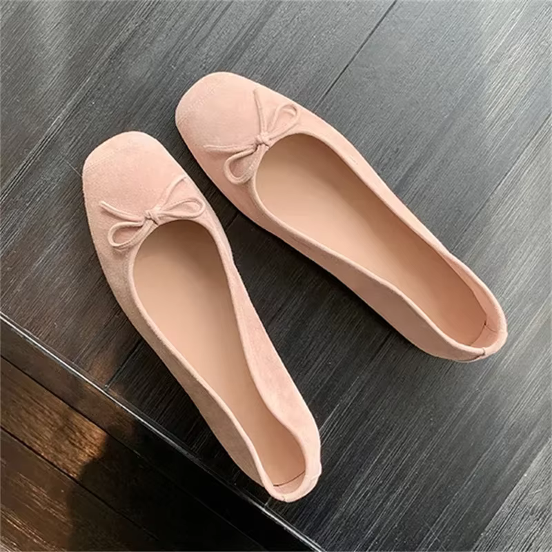 Aneikeh ballerines respirant soie ballerines femmes été automne sans lacet mocassins bout carré nœud papillon plat chaussures décontractées