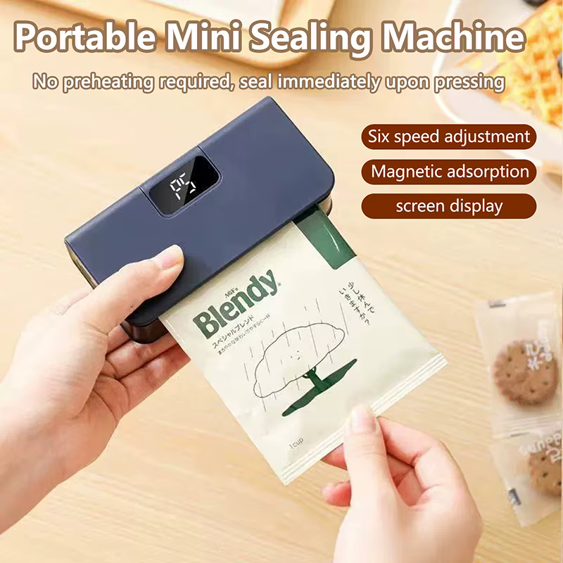 Mini-scelleuse de sacs 2-en-1 rechargeable avec coupe-sac et aimant