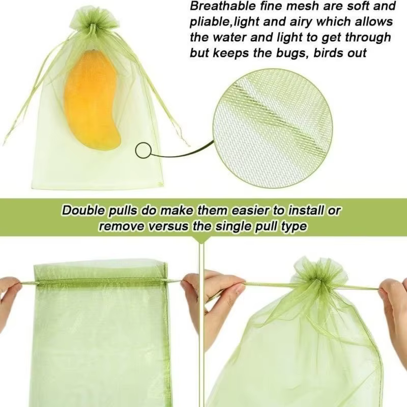 1-100pcs Fruit Protection Bags Breathable Organza
