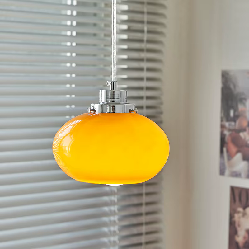 Kevin-Lustre en verre orange moderne, luminaire décoratif d'intérieur, idéal pour une salle à manger, une cuisine, une chambre à coucher ou un chevet