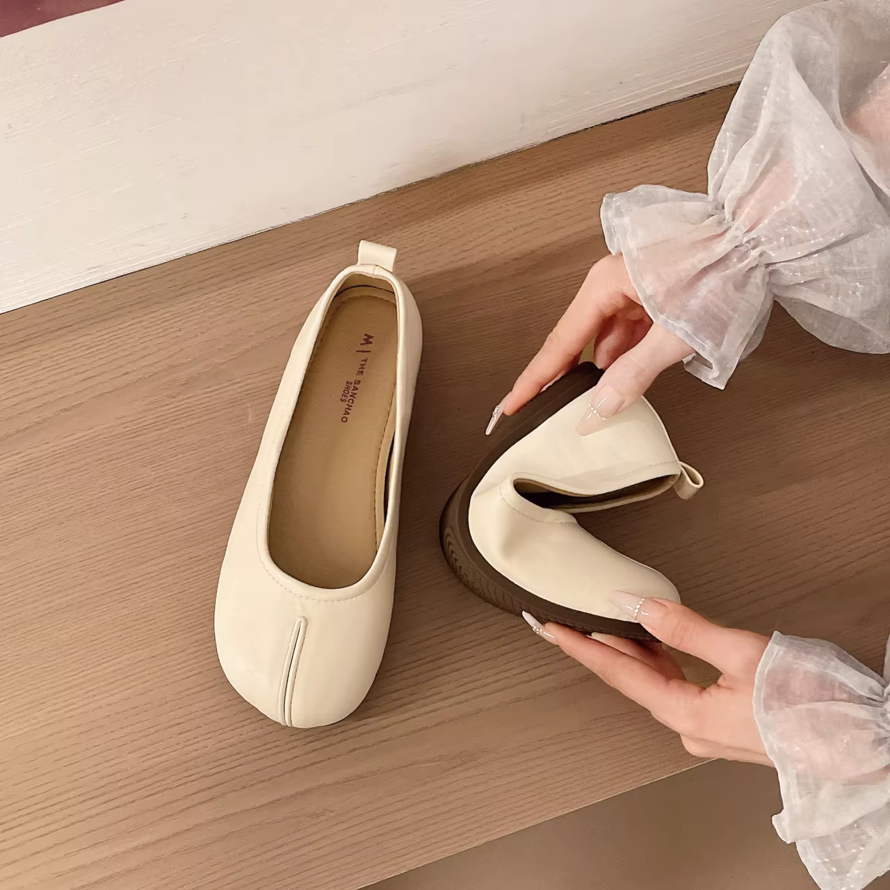 Nouvelles Chaussures Plates pour Femmes, Ballerines Souples, Mocassins Décontractés à Enfiler, Chaussures Basses pour Dames 1202