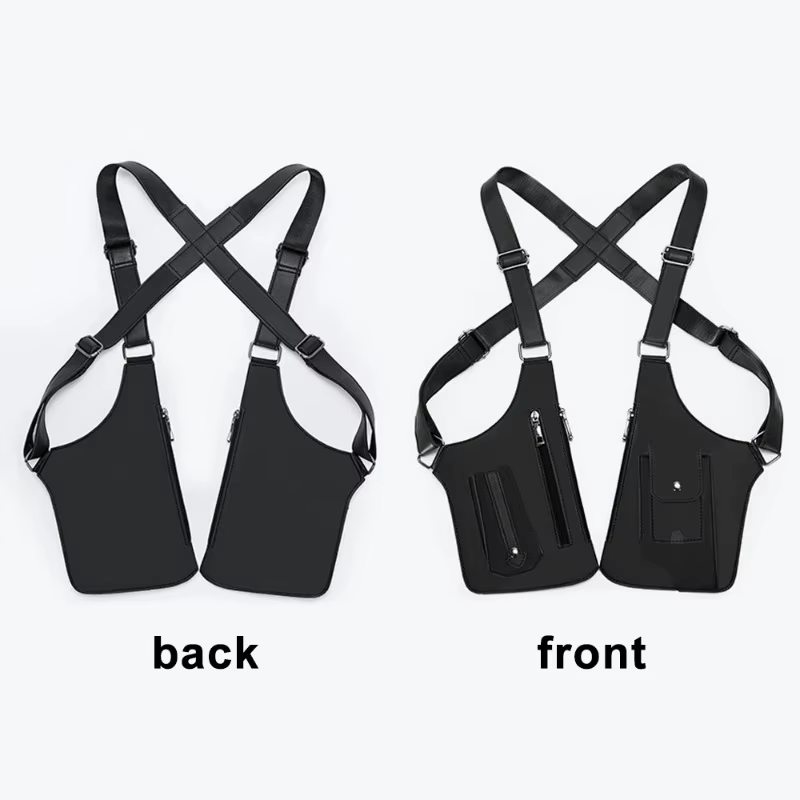 Sac de poitrine en cuir PU avec sangle réglable