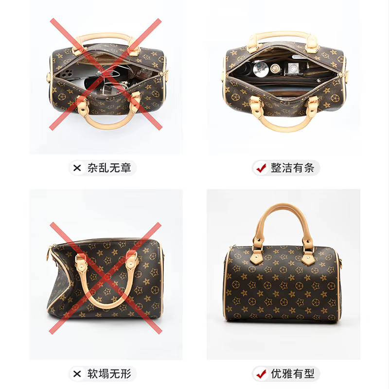 Sac intérieur en vente uniquement, insertion d'organisateur de sac pour LV Speedy 25 30 35 Boston, séparateur de maquillage, sac de compartiment de protection façonnant