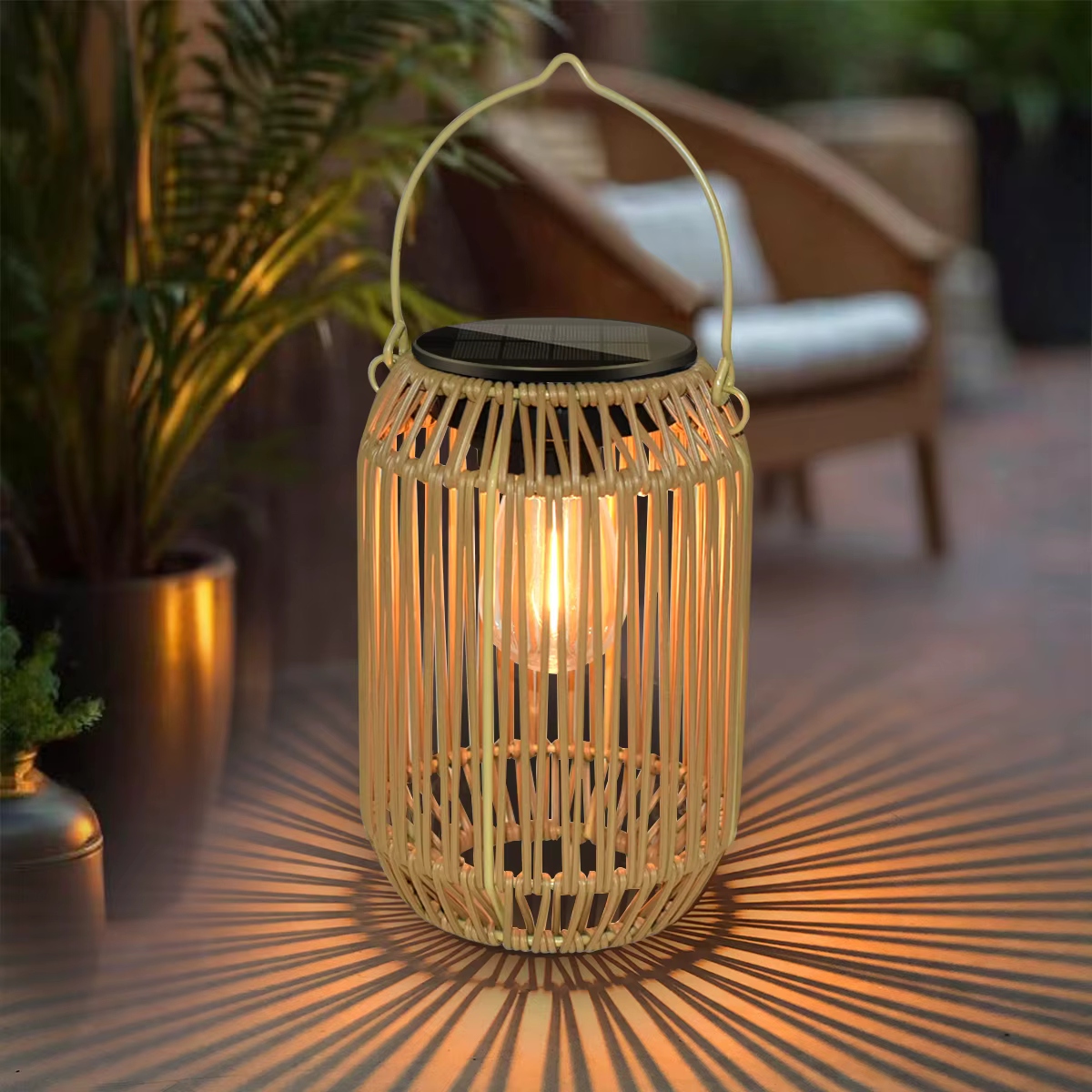 Lanternes solaires lumières solaires extérieur étanche Boho lumière pour extérieur suspendu lanterne en rotin décoration pour jardin cour Patio