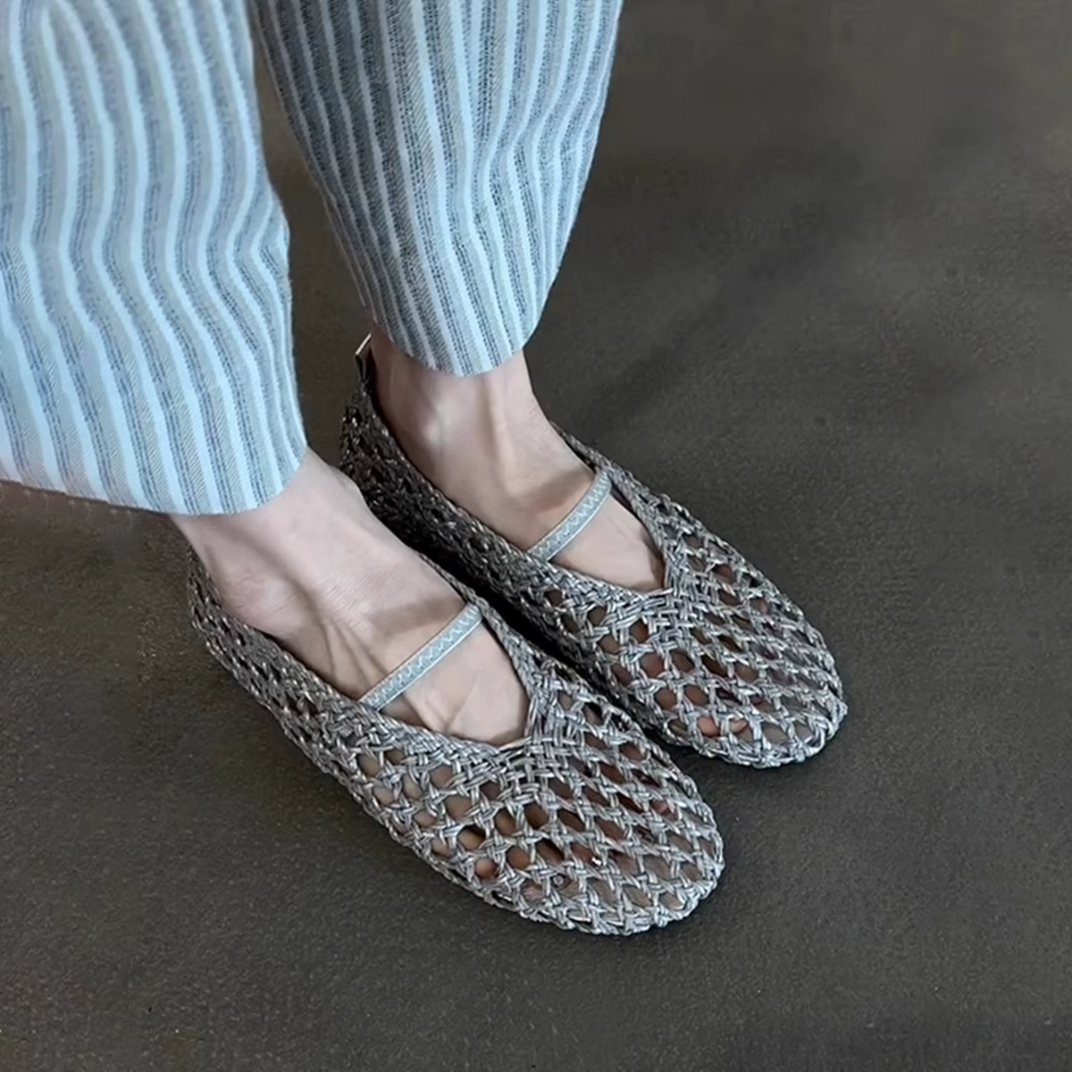 Ballerines élastiques à tissage creux pour femmes