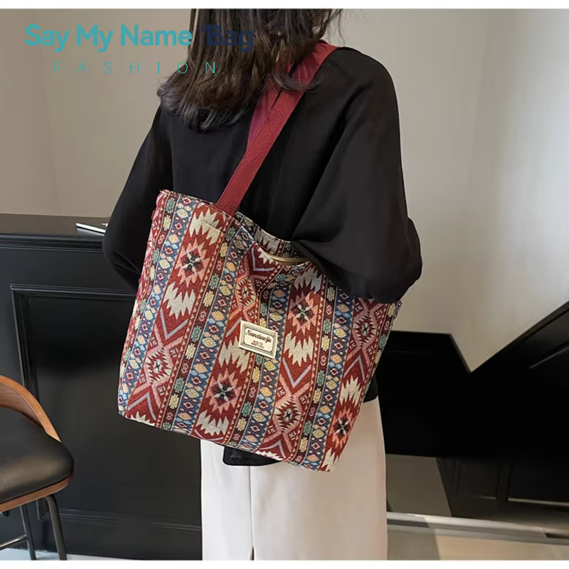 Sac de Style ethnique de grande capacité pour femmes, fourre-tout à la mode, Niche polyvalente, sac à main à une épaule