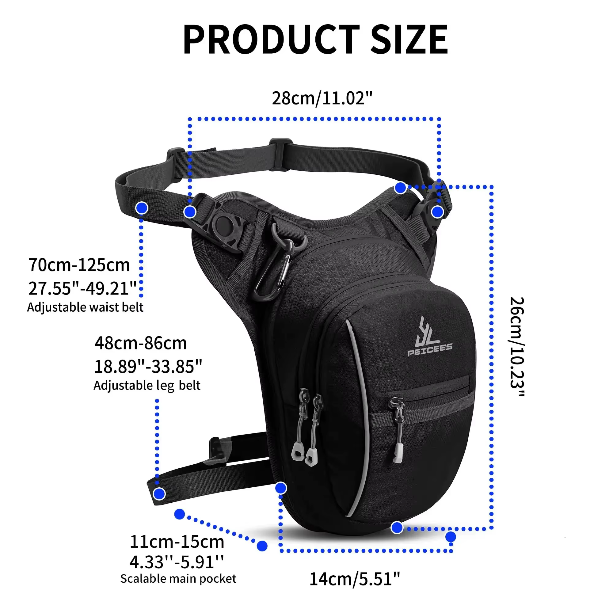 Sac de jambe tactique étanche pour moto, sac banane de taille pour téléphone portable, idéal pour le voyage
