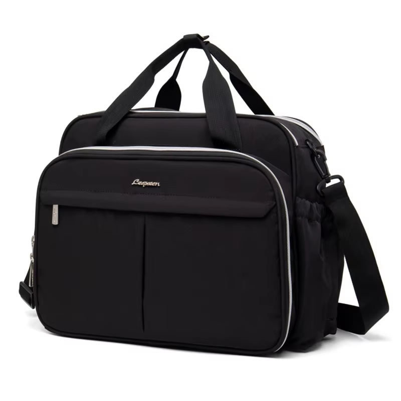 Lequeen nouveau sac de voyage de maternité pour maman sac à bandoulière noir sac à main fourre-tout séparation sèche et humide sac de poussette à couches pour bébé