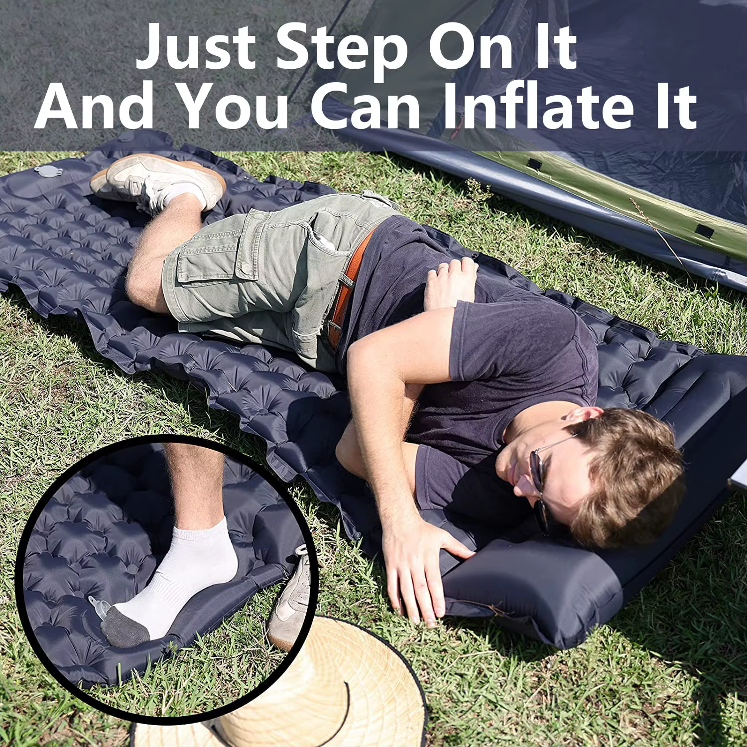 Matelas gonflable de camping en plein air avec oreillers