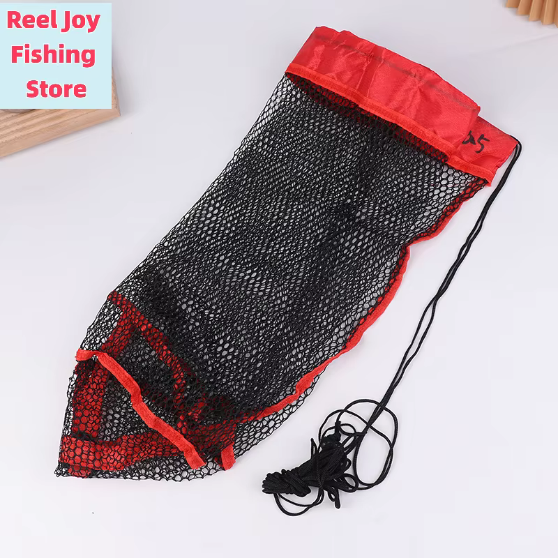 Sac de pêche pliable et portable avec cordon de serrage pour la capture et la collecte des poissons, en maille à petites mailles épaissie, équipement de pêche.