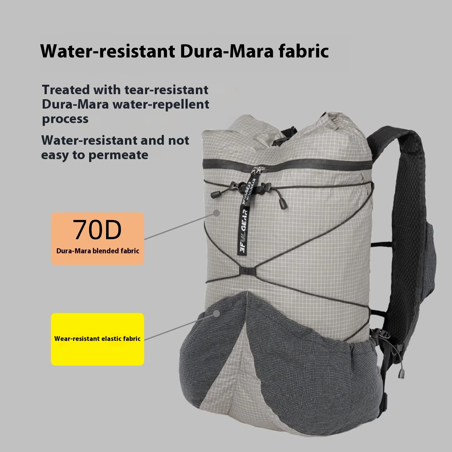 Sac à dos 3F UL GEAR KAOLA avec bretelles en maille nid d'abeille, léger, respirant, avec système de sac à dos souple IXPE, ventilé