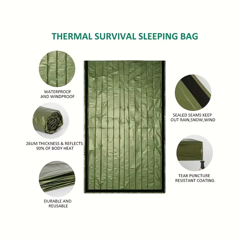 Sac de couchage chaud d'urgence compact et léger - imperméable