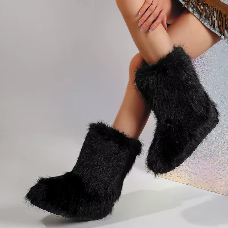 Mode tempérament femme chaussures 2025 hiver nouvel article femmes bout rond bottes de neige confort à semelles souples femmes bottines Zapatos