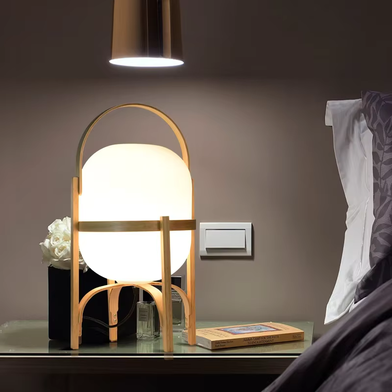 Lampe sur pied en bois E27, éclairage de table moderne et simple pour salon, bureau, chambre à coucher, lampe de table en bois portable, décoration de chambre