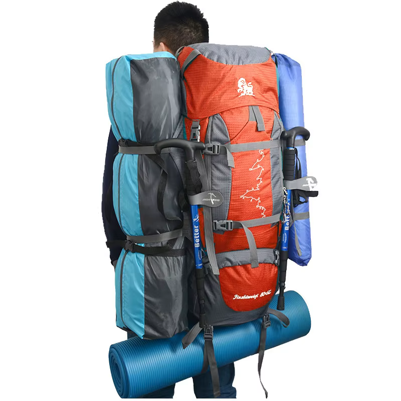 Nouveau Grand sac à dos de tente pratique extérieure 80L avec cadre en métal sac à dos de Camping de sport de voyage