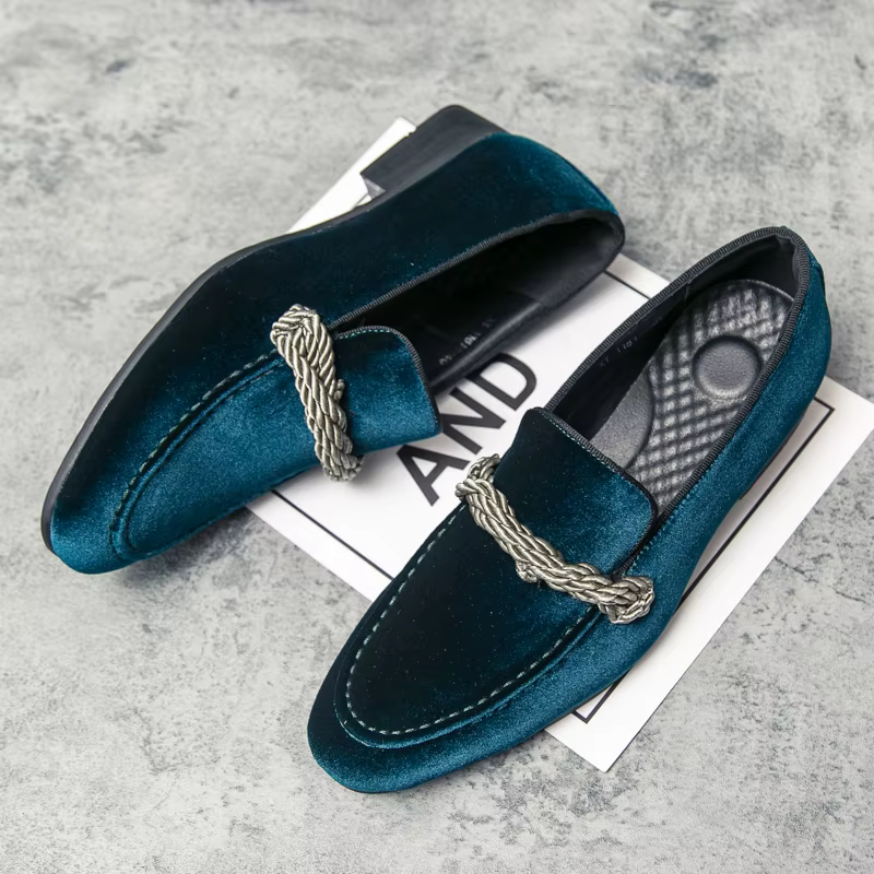 Chaussures en cuir suédé minimaliste faites à la main pour hommes (noir vert bleu marron)