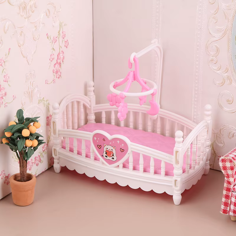 Maison de poupée Miniature 1:12, chambre de bébé, berceau, meubles de lit, modèle de décoration, jouet, accessoires pour maison de poupée