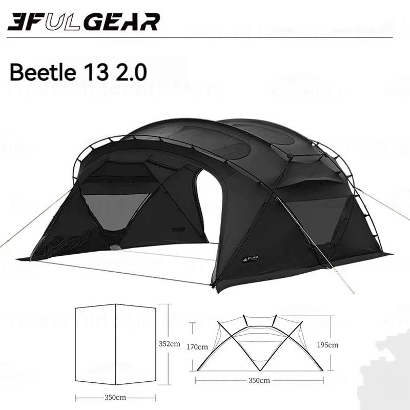 Tente tunnel 3F UL GEAR Beetle13 2.0 en nylon 70D pour 2 à 4 personnes