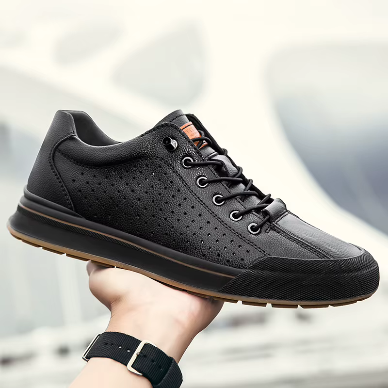 Chaussures de marche en cuir véritable de Style britannique, chaussures d'extérieur avec ascenseur, semelles intérieures pour augmenter la hauteur, chaussures vulcanisées à lacets
