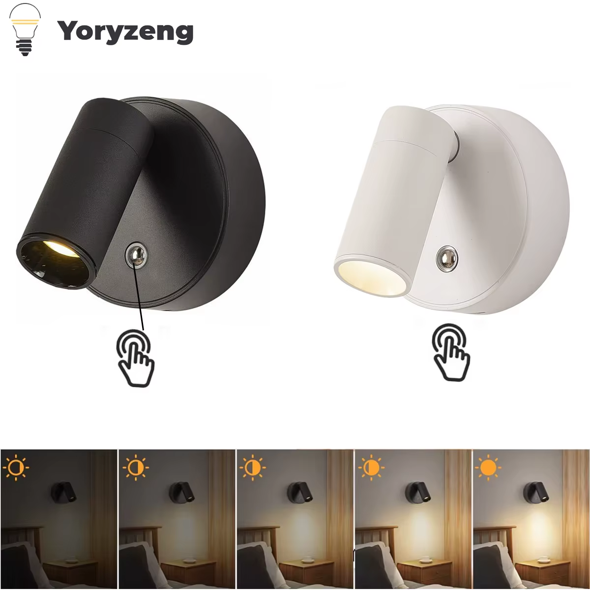Applique murale LED sans fil, Rechargeable par USB, projecteur tactile à intensité variable, magnétique pour chambre à coucher, lecture de chevet, type C