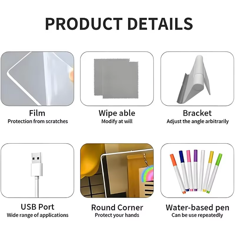 Lampe LED personnalisée, tableau de messages en acrylique, effaçable, USB, planche à dessin pour enfants, veilleuse de chambre à coucher, cadeau d'anniversaire pour enfants
