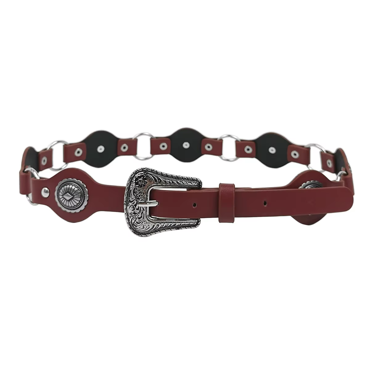 Nouvelle ceinture en cuir rouge de style punk pour femmes