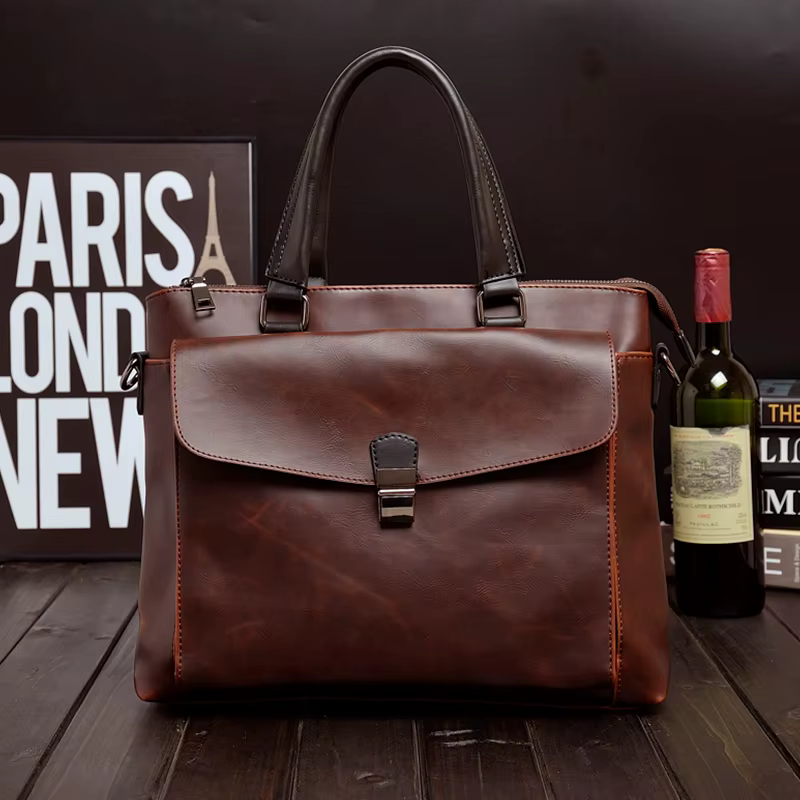 Rétro Crazy Horse PU cuir mallette d'affaires sacs célèbre concepteur Boston fourre-tout marque de luxe sac croisé Bolsas