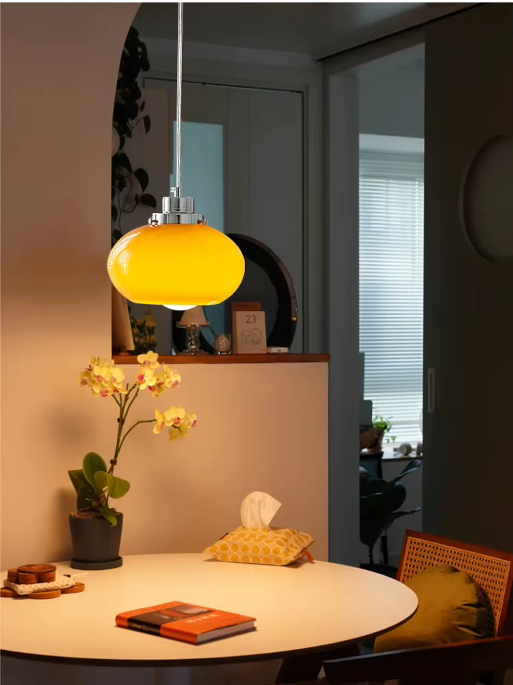 Kevin-Lustre en verre orange moderne, luminaire décoratif d'intérieur, idéal pour une salle à manger, une cuisine, une chambre à coucher ou un chevet
